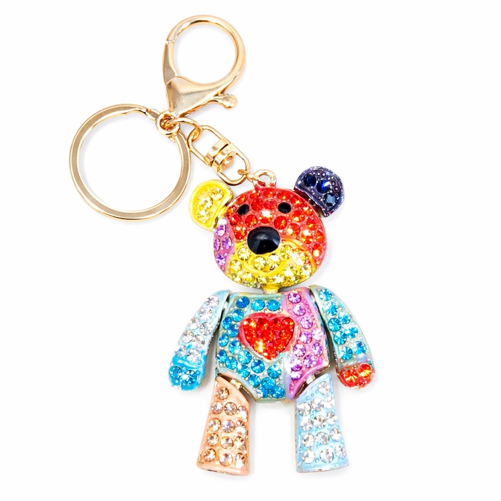 Crystal Multicolor Teddy Bear Bag Charm